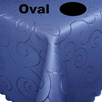 Ornamente Tischdecke Oval BLAU Pflegeleicht Bügelfrei