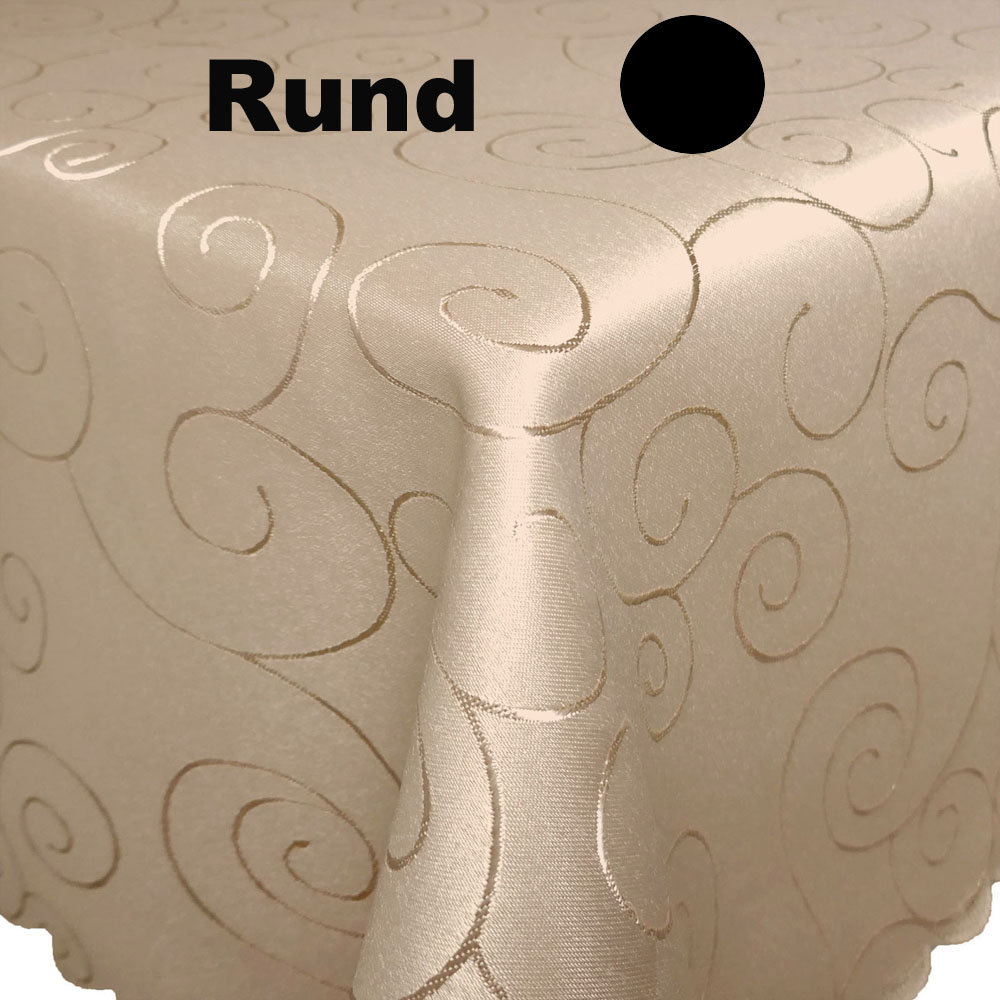 ORNAMENTE Tischdecke Rund  CREME-BEIGE Pflegeleicht Bügelfrei