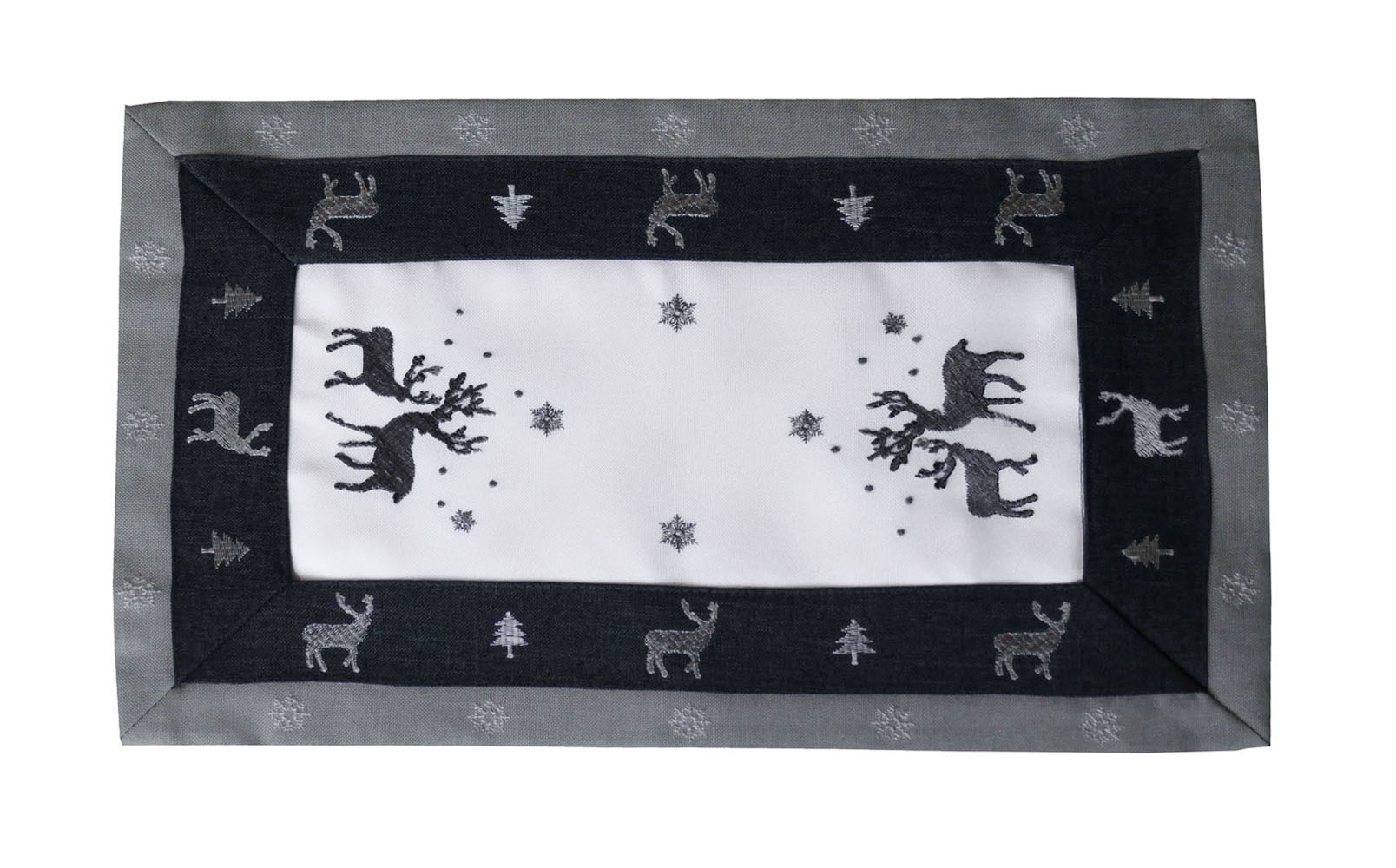 RENTIER Grau Weiß Aufleger 30x45 cm Leinenoptik Weihnachten
