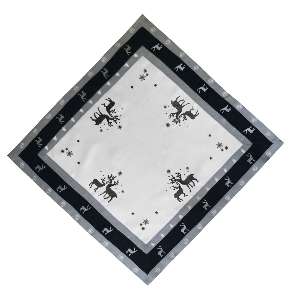 RENTIER Grau Weiß Mitteldecke 85x85 cm Leinenoptik Weihnachten